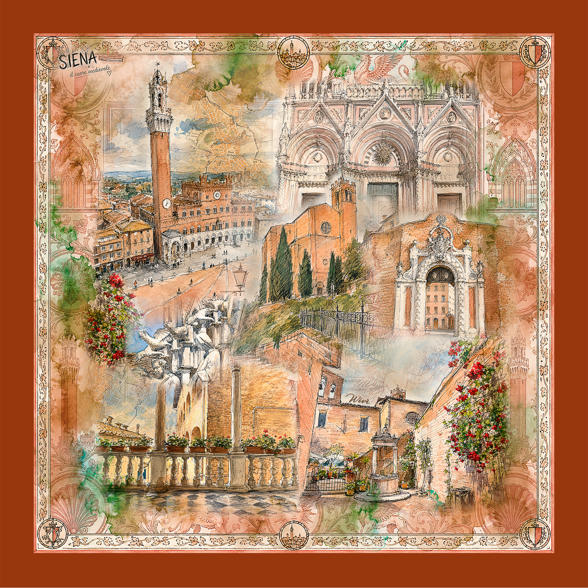 SIENA Foulard 100% Seta 65×65 cm