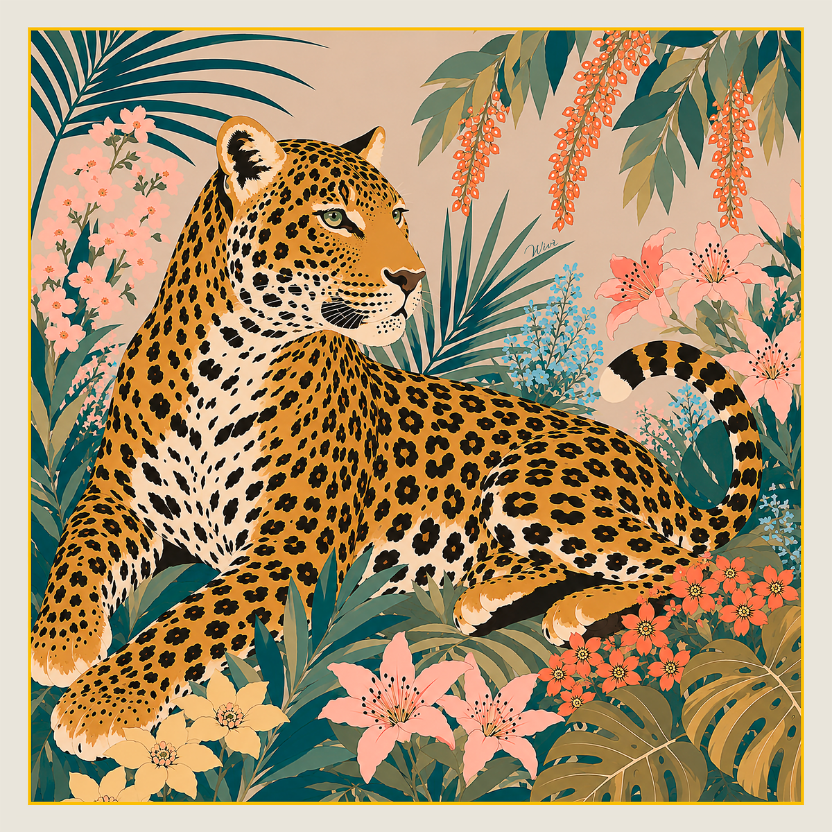 GIUNGLA Foulard 100% Seta 65×65 cm