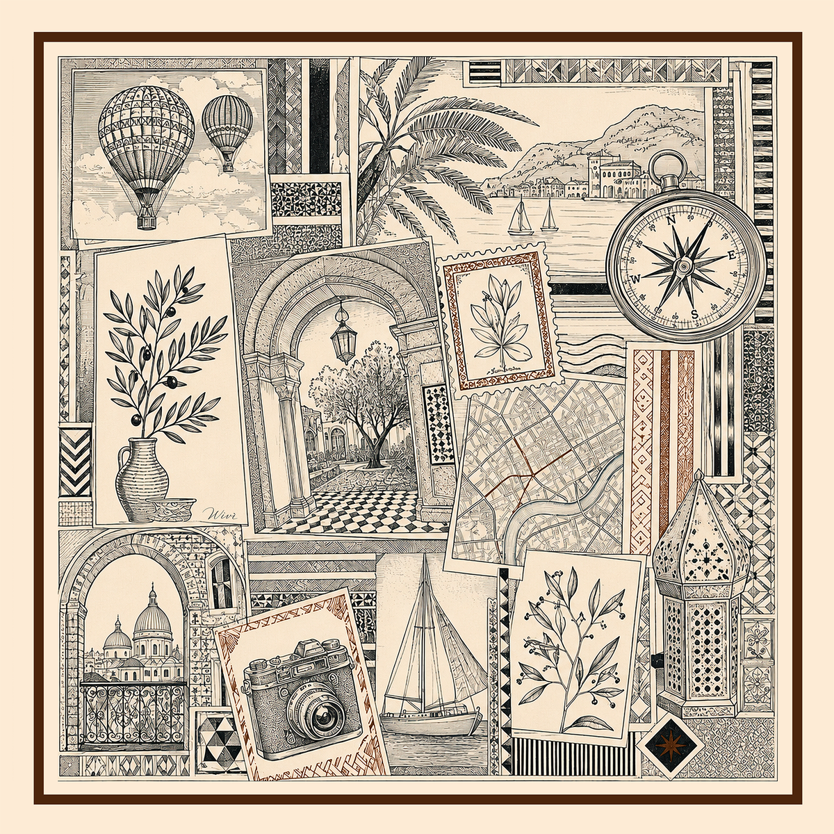 VIAGGIO Foulard 100% Seta 65×65 cm