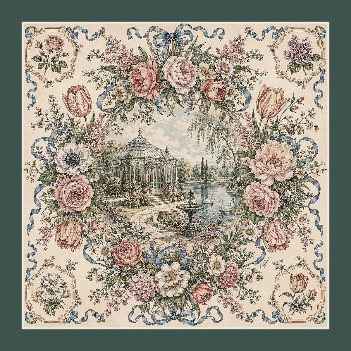 GIARDINO Foulard 100% Seta 65×65 cm