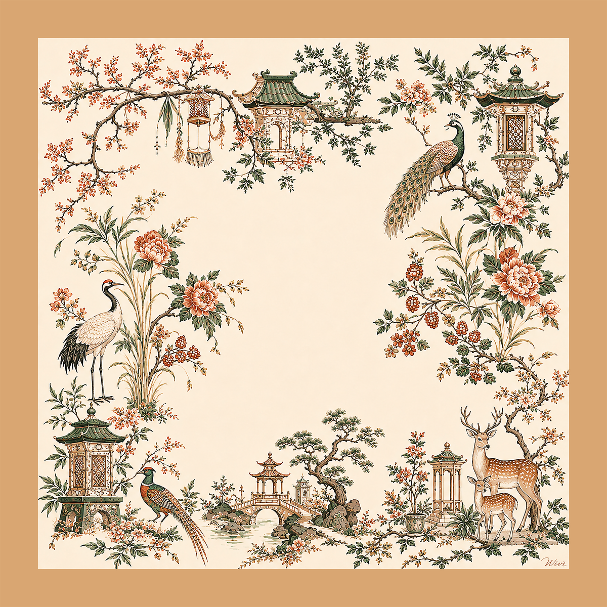 ORIENTE Foulard 100% Seta 65×65 cm