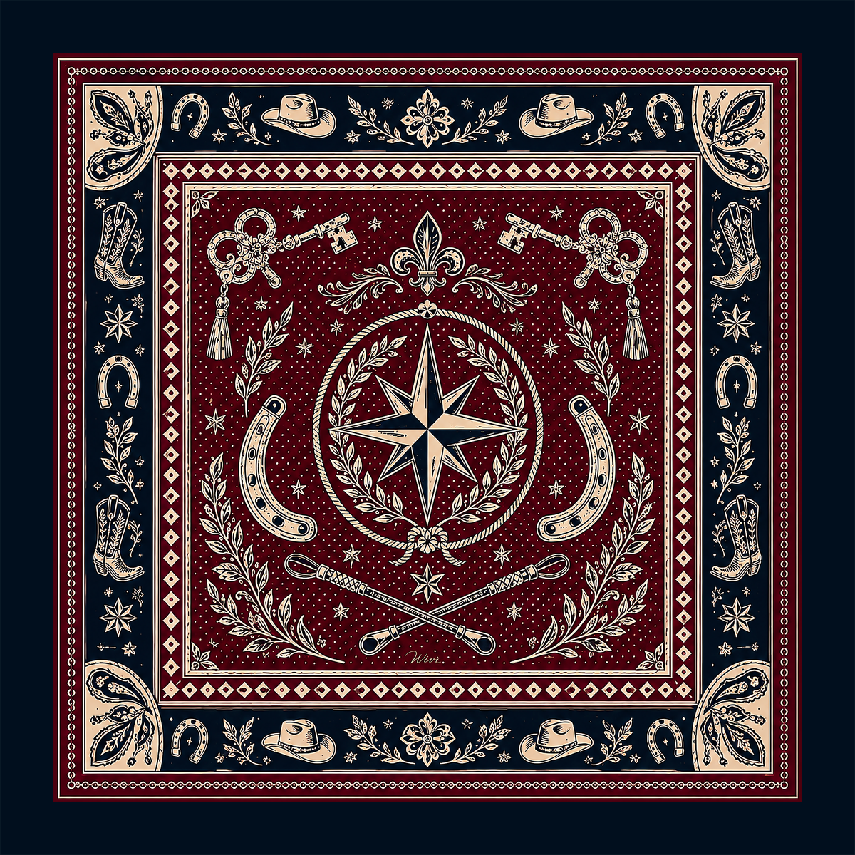 WESTERN Foulard 100% Seta 65×65 cm