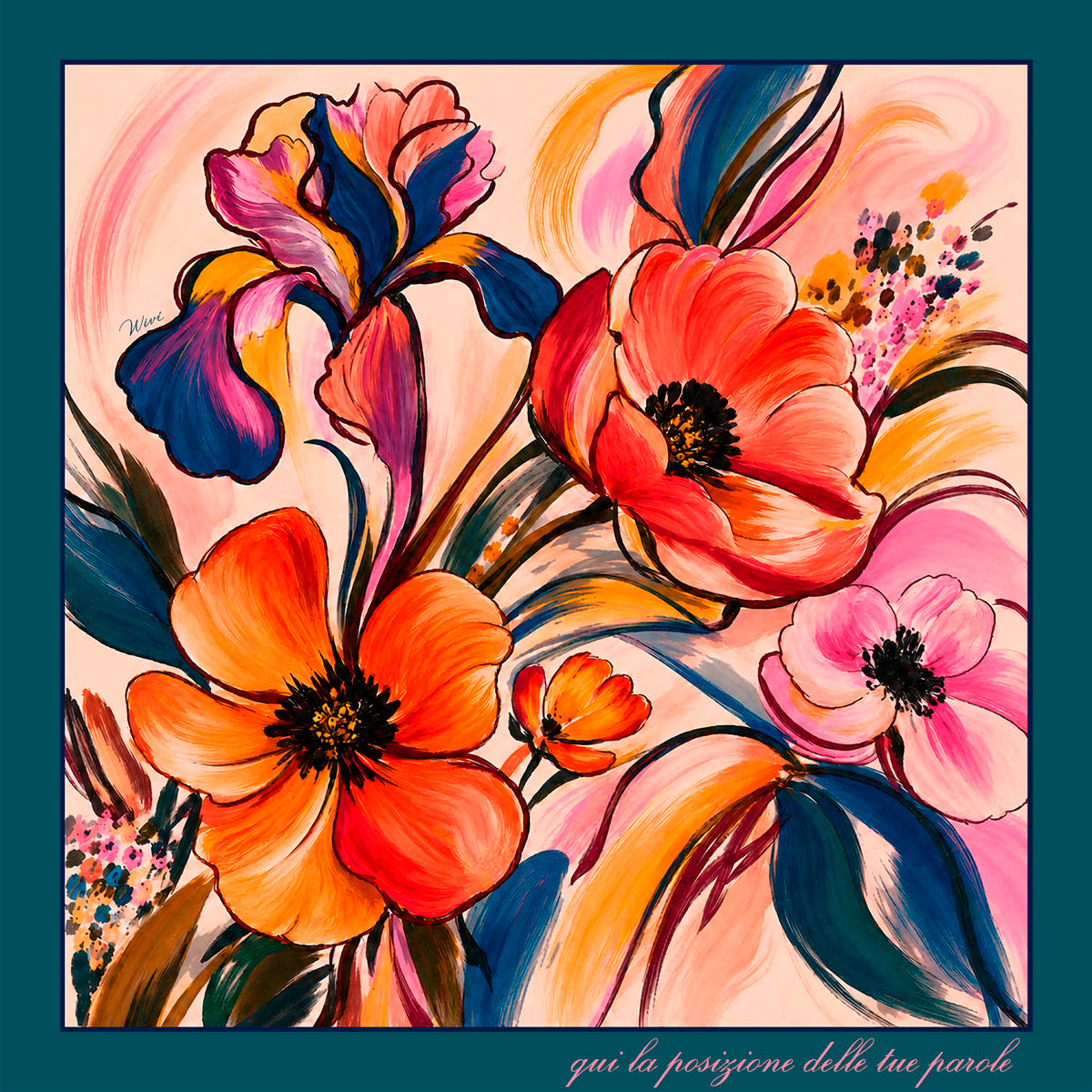 BOUQUET Personalizzato Foulard 100% Seta 65×65 cm