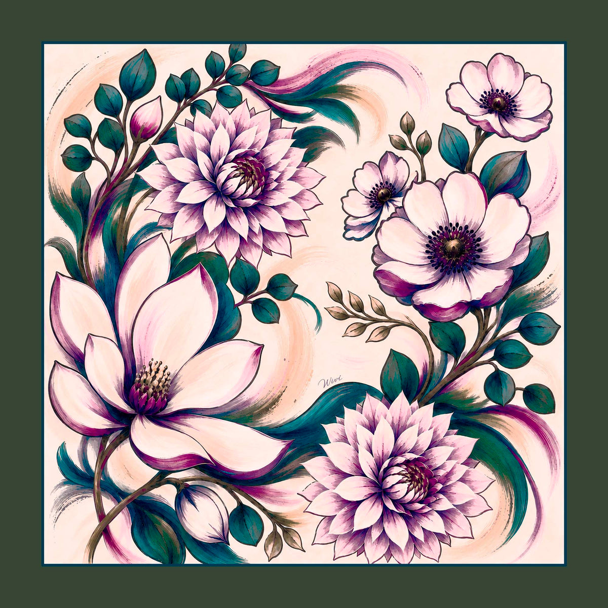 Foulard Dahlia· 100% Seta · 65x65 cm