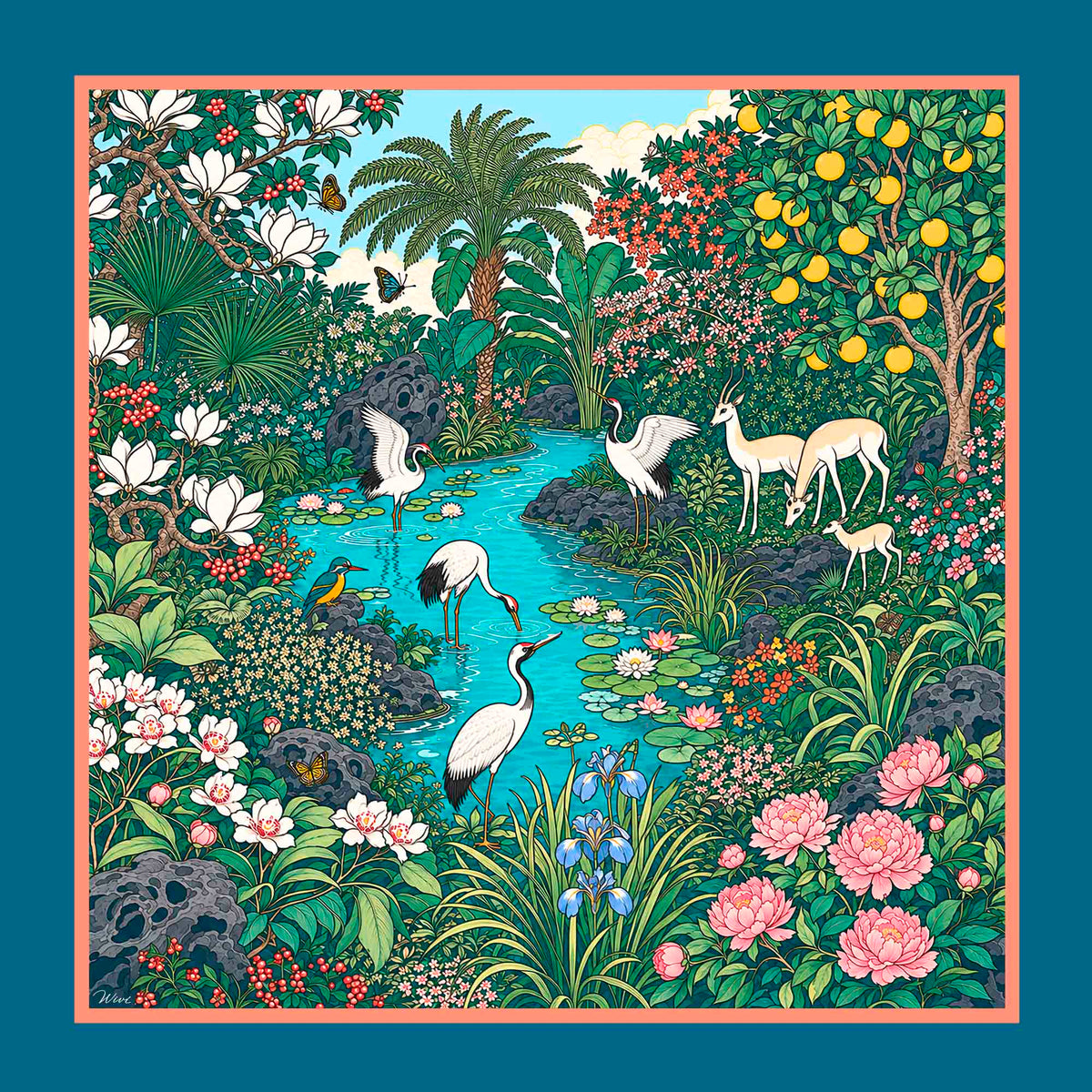 Foulard Eden· 100% Seta · 65x65 cm