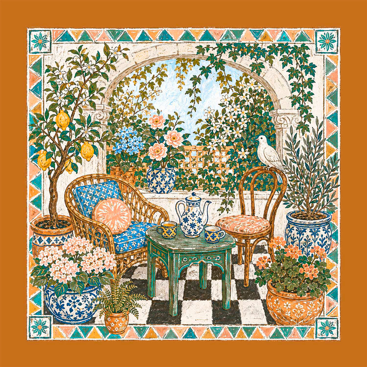 VERANDA Foulard 100% Seta 65×65 cm