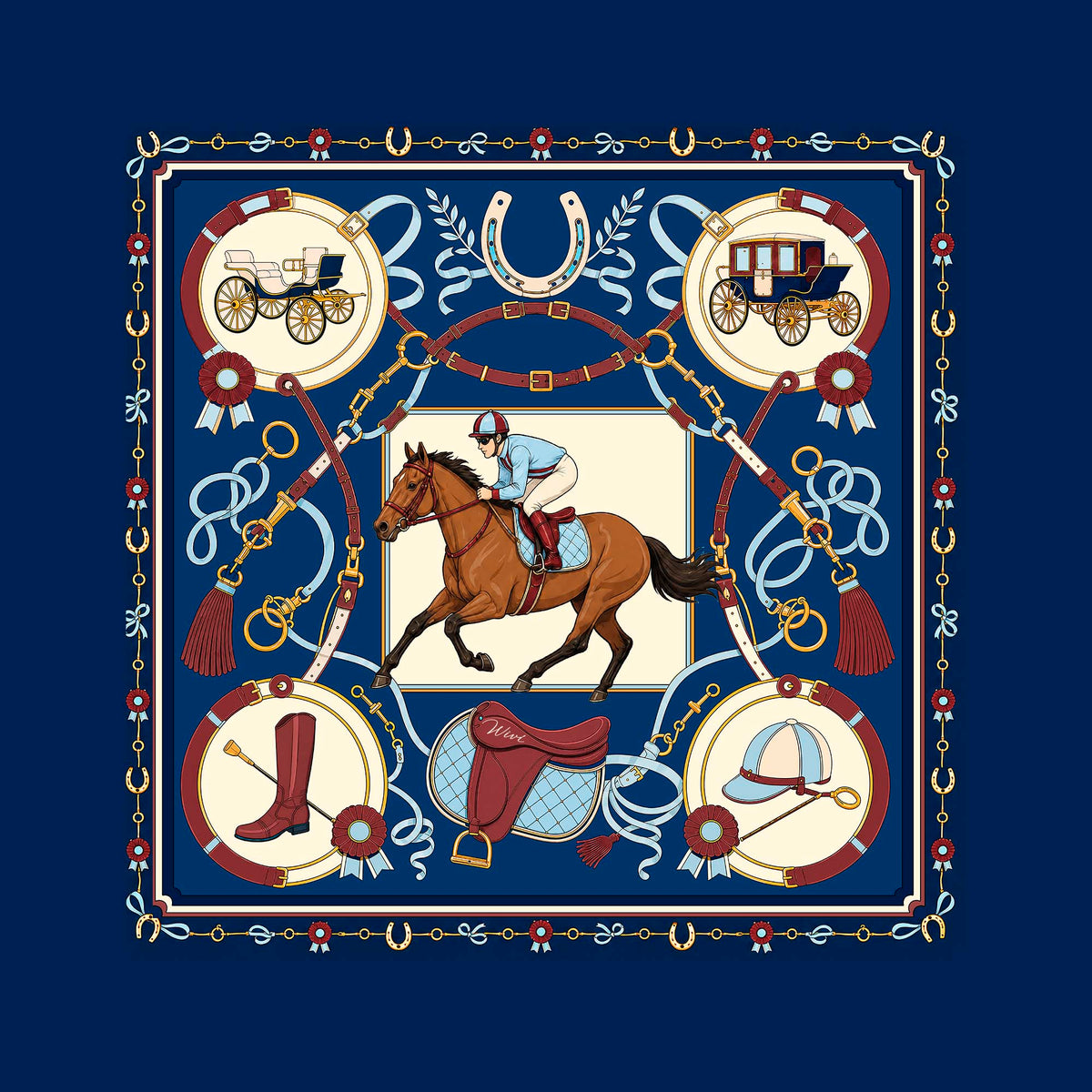 Ippodromo Scarf · 100% Silk · 90×90 cm