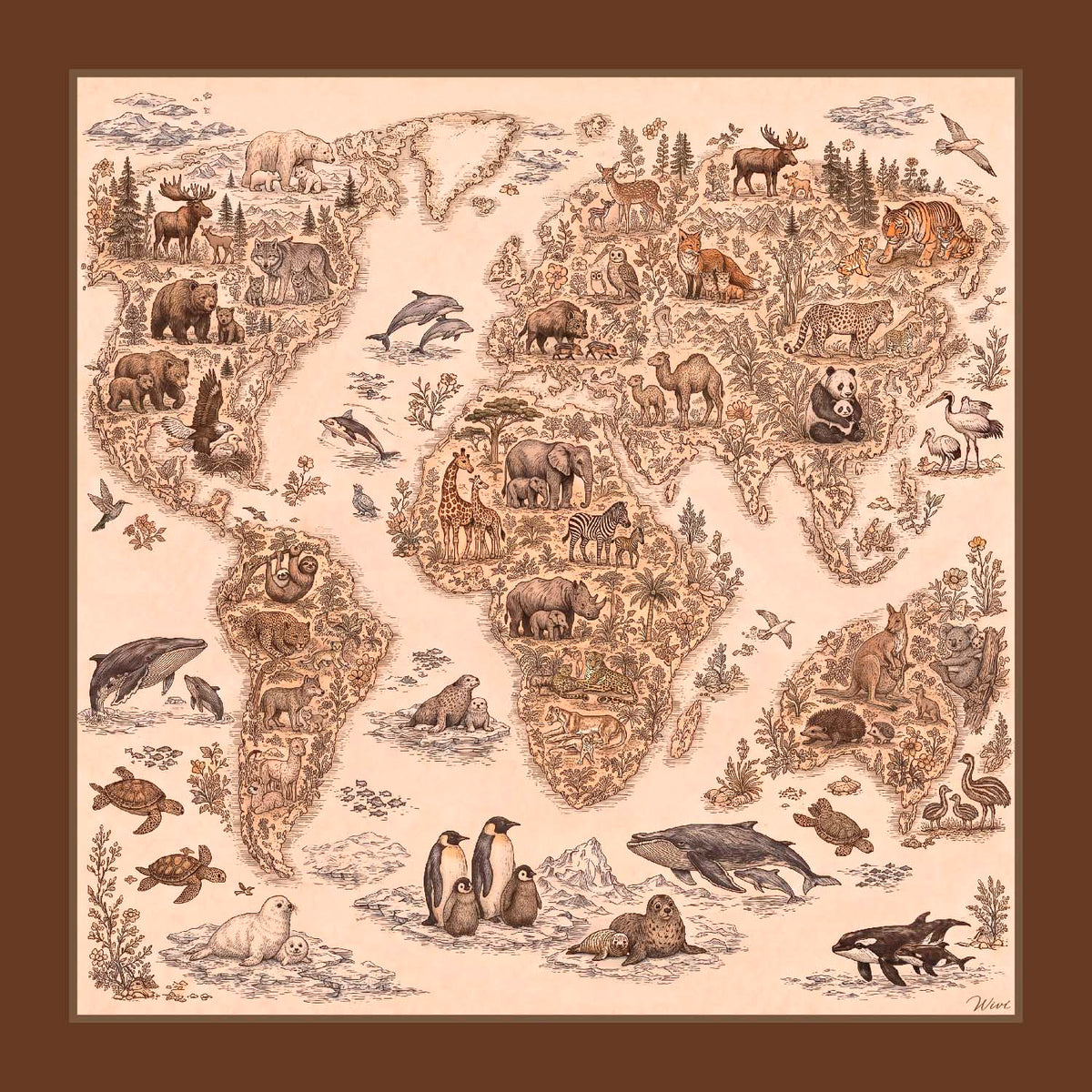 ATLANTE Foulard 100% Seta 65×65 cm