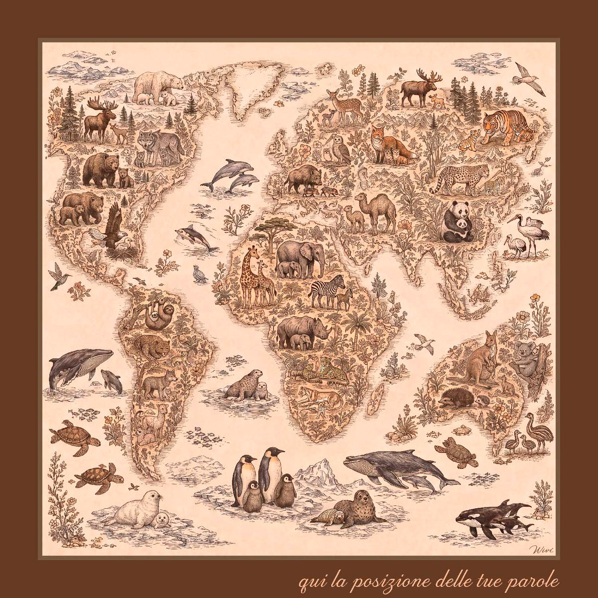ATLANTE Personalizzato Foulard 100% Seta 65×65 cm