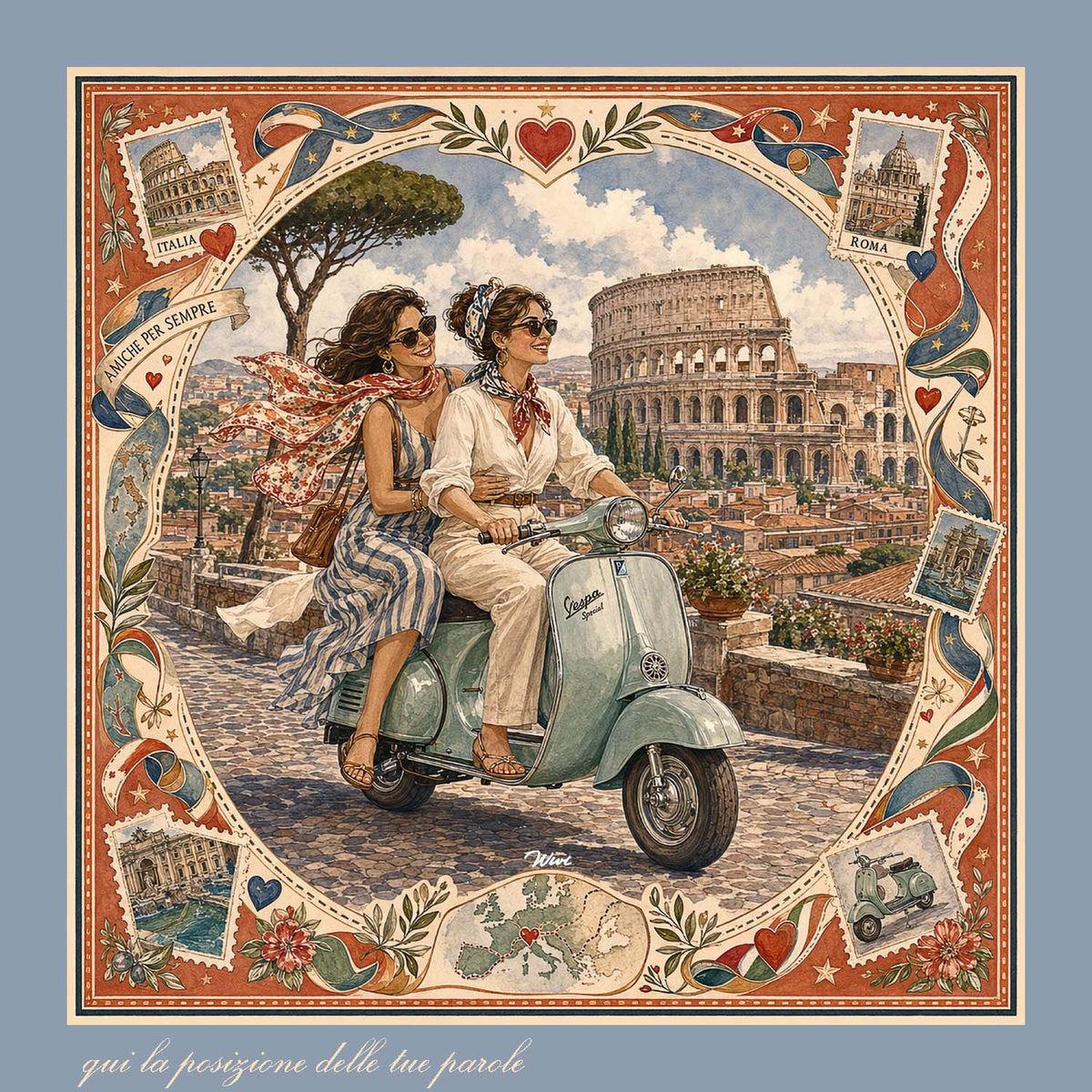 ROMAPersonalizzato Foulard 100% Seta 65×65 cm