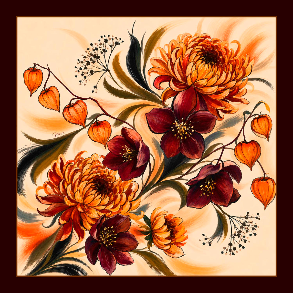 AUTUNNO Foulard 100% Seta 65×65 cm