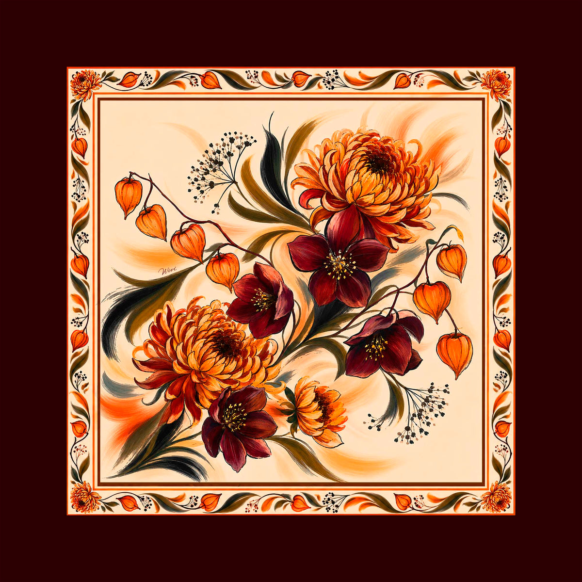 Foulard Autunno· 100% Seta · 90×90 cm