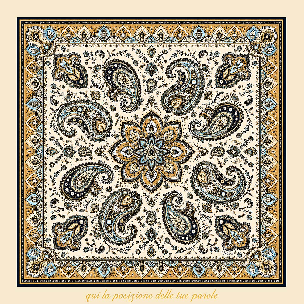 CACHEMIRE Personalizzato Foulard 100% Seta 65×65 cm