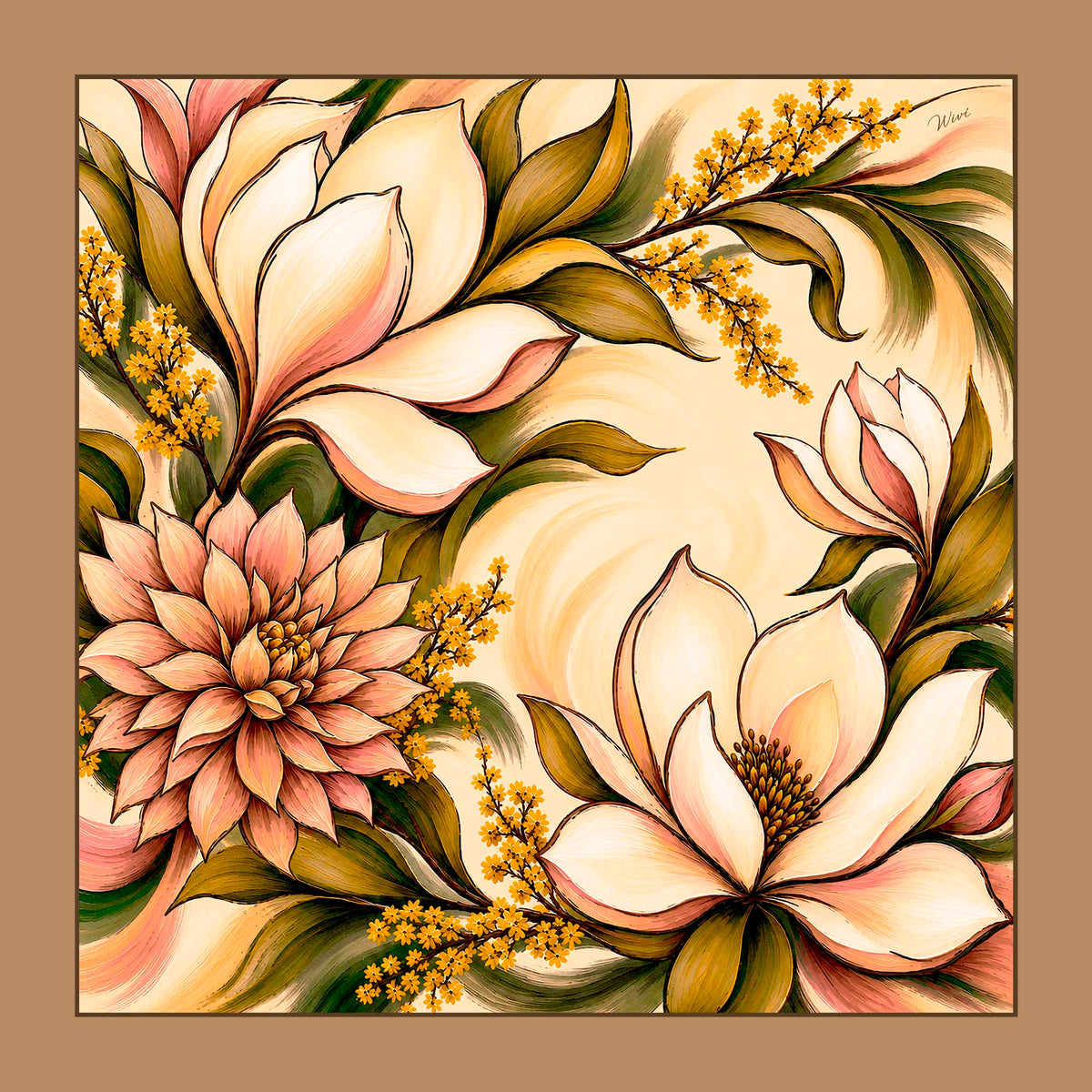 Foulard Magnolia· 100% Seta · 65x65 cm