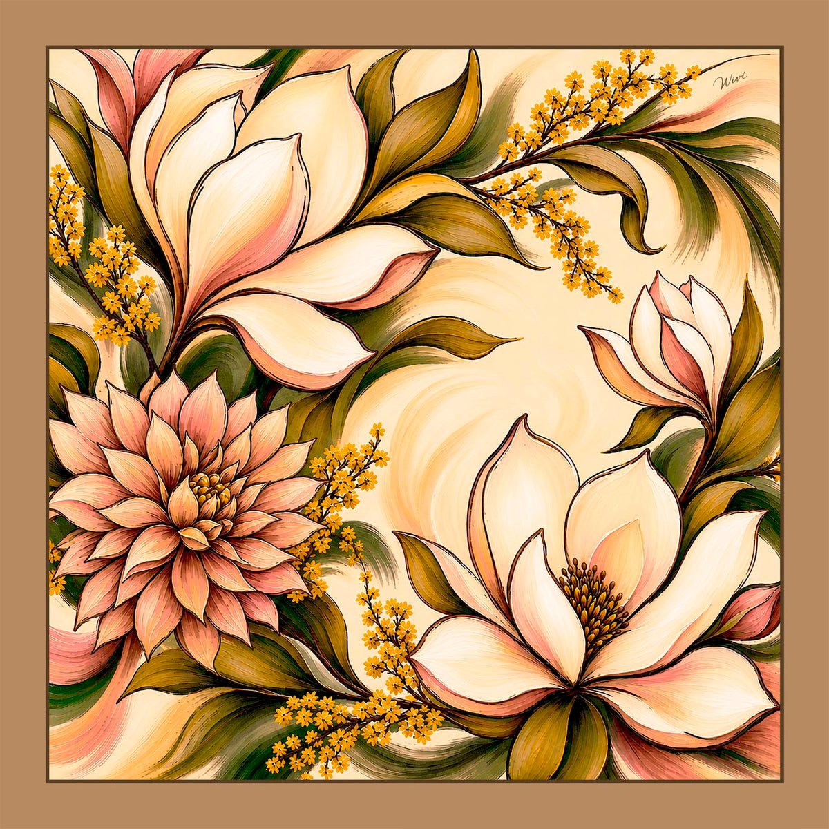 MAGNOLIA Foulard 100% Seta 65×65 cm