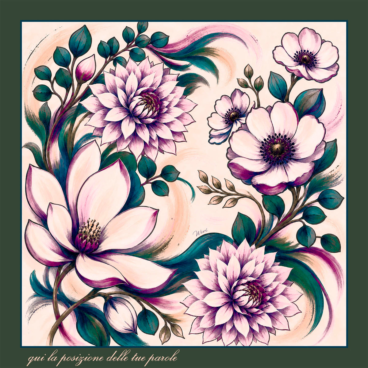 ANEMONEPersonalizzato Foulard 100% Seta 65×65 cm