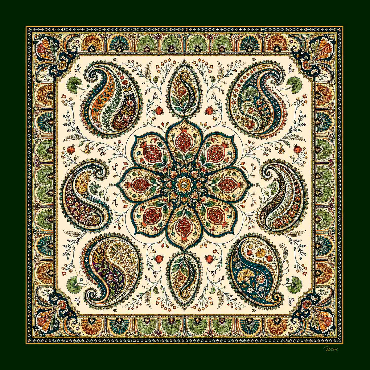 Foulard Melograno· 100% Seta · 65x65 cm